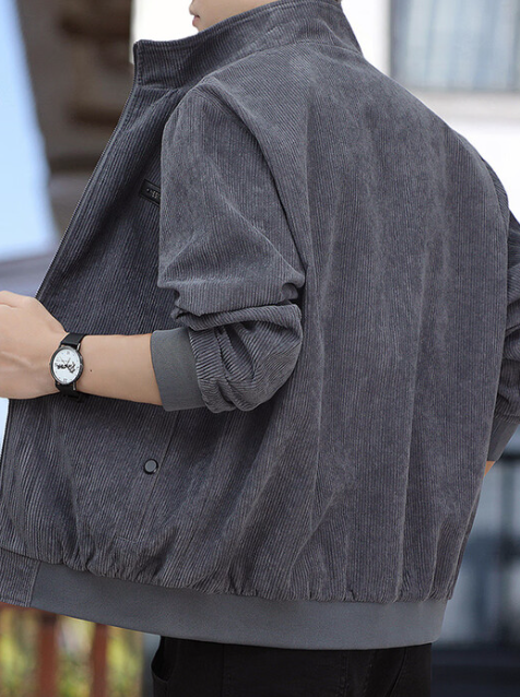 森马男士夹克潮牌宽松翻领休闲衣服秋冬季薄款2025新款灯芯绒加绒外套 M883深灰. 常规 2XL