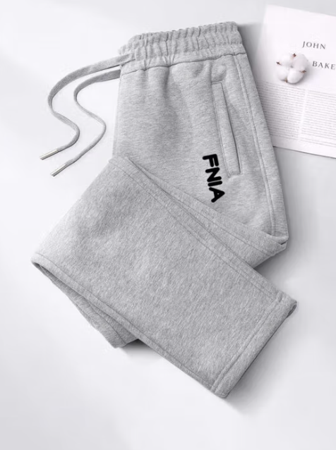 Fila斐家官方旗舰店运动裤女2025秋冬新款长裤显瘦直筒加绒女 斐乐斐乐直筒裤-浅灰色【春秋款】 2XL 【建议140-155斤】